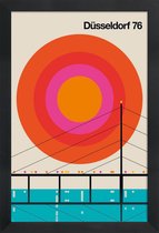 JUNIQE - Poster met houten lijst Vintage Düsseldorf 76 -13x18