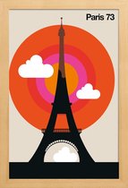 JUNIQE - Poster met houten lijst Vintage Parijs 73 -13x18 /Kleurrijk