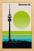 JUNIQE - Poster met houten lijst Vintage München 80 -13x18 /Groen &