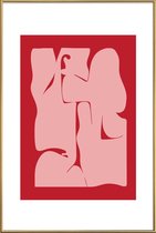 JUNIQE - Poster met kunststof lijst Abstract -40x60 /Rood & Roze