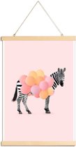 JUNIQE - Posterhanger Zebra Balloon -30x45 /Roze