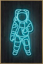 JUNIQE - Poster met kunststof lijst Neon astronaut -30x45 /Kleurrijk