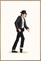 JUNIQE - Poster met kunststof lijst Moonwalk dans -40x60 /Wit & Zwart