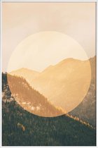 JUNIQE - Poster met kunststof lijst Alpen - foto -13x18 /Bruin & Geel