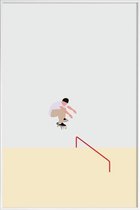 JUNIQE - Poster met kunststof lijst Skateboarding -13x18 /Bruin &