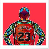 JUNIQE - Poster Jordan popart -50x50 /Rood