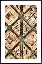 JUNIQE - Poster met kunststof lijst Luchtfoto Barcelona -13x18 /Bruin
