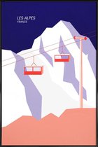 JUNIQE - Poster in kunststof lijst Les Alpes -20x30 /Blauw & Grijs