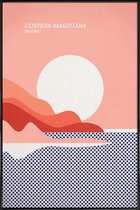 JUNIQE - Poster in kunststof lijst Amalfi Coast -20x30 /Blauw & Rood