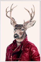 JUNIQE - Poster in kunststof lijst Deer -40x60 /Bruin & Ivoor