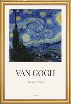 JUNIQE - Poster in houten lijst van Gogh - The Starry Night -30x45