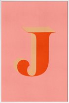 JUNIQE - Poster in kunststof lijst Red J -40x60 /Rood & Roze