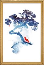 JUNIQE - Poster met houten lijst The Last Apple Tree -20x30 /Blauw &