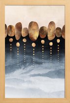 JUNIQE - Poster met houten lijst Natural Abstraction -13x18 /Blauw &