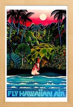 JUNIQE - Poster met houten lijst hawaii2 -13x18 /Blauw & Groen