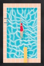 JUNIQE - Poster in houten lijst Pool -40x60 /Blauw & Oranje
