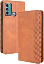 Voor Motorola Moto G60/Moto G40 Fusion Magnetische Gesp Retro Crazy Horse Textuur Horizontale Flip Lederen Case met Houder & Kaartsleuven & Fotolijst (Bruin)