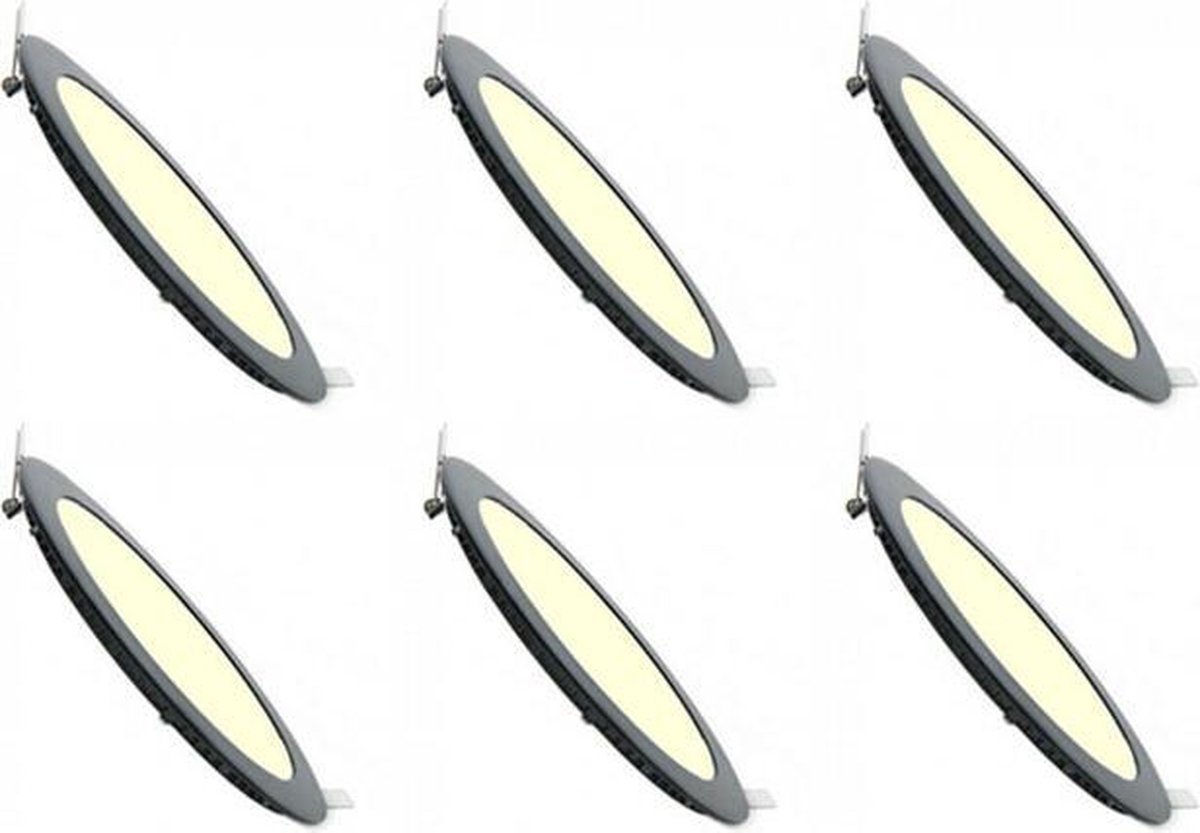 LED Downlight Inbouwspot Dimbaar 6 Stuks - Kingtron Thin - 4W 280lm 120° Bundelhoek - Warm Wit 3000K - IP40 - Rond - Zwart - Ø85mm Buitenmaat - Ø70mm Zaagmaat
