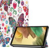Hoes Geschikt voor Samsung Galaxy Tab A7 Lite Hoes Luxe Hoesje Book Case - Hoesje Geschikt voor Samsung Tab A7 Lite Hoes Cover - Vlinders