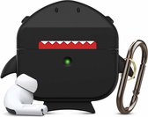 Haai Case Cover Voor geschikt voor Apple Airpods Pro - Siliconen Zwart | Watchbands-shop.nl