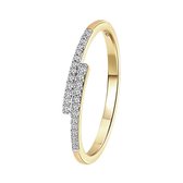 Lucardi Dames Ring 26 diamanten 0,08ct - Ring - Cadeau - 14 Karaat Goud - Geelgoud