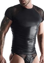 Wetlook & mesh Men's raglan sleeve t-shirt - Black - Maat XL
