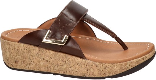 FitFlop™ Remi Toe-Thongs Leather Chocolate Brown Maat | bol.com