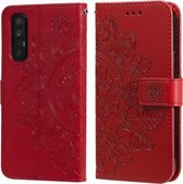 Voor OPPO Reno3 Pro 5G / Find X2 Neo 7-bloemblaadje Bloemen Embossingpatroon Horizontale Flip PU-lederen hoes met houder & kaartsleuven & portemonnee & fotolijst (rood)