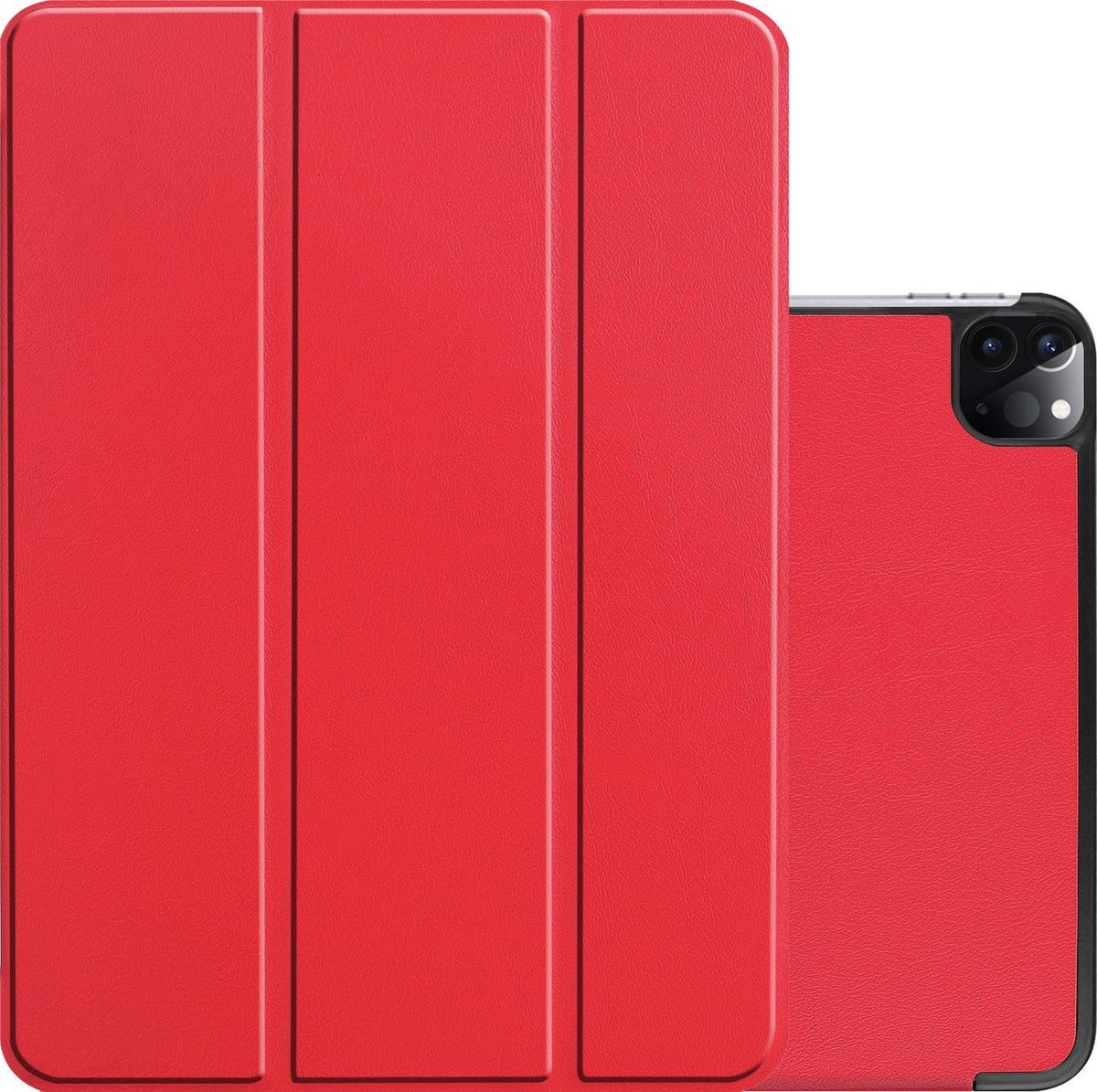 Hoes - Geschikt voor Apple iPad Pro (2021) - 12.9 inch - Dun & Stevig - Trifold Bookcase - Hard Cover - Hardcover Book Case - Tablet Hoesje - Rood