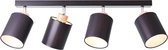 BRILLIANT lamp, Vonnie spotbar 4-vlammen zwart/houtkleurig, metaal/hout/textiel, 4x A60, E27, 25W, normale lampen (niet meegeleverd), A++