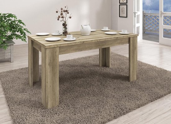 Meubella - Table à manger / Table de salle à manger Sonia - Extensible - Chêne gris - 140 cm