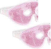 Navaris gel oogmaskers - Set van 2 herbruikbare maskers voor koud of warm gebruik - 2x hot & cold oogmasker - Verkoelend of verwarmend - Roze