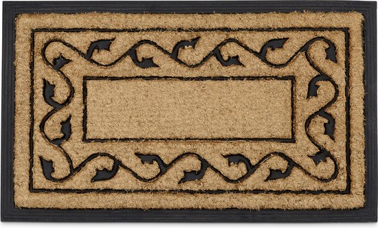 Paillasson relaxdays motif noix de coco 75x45, tapis de noix de coco, tapis de marche, tapis de pied antidérapant