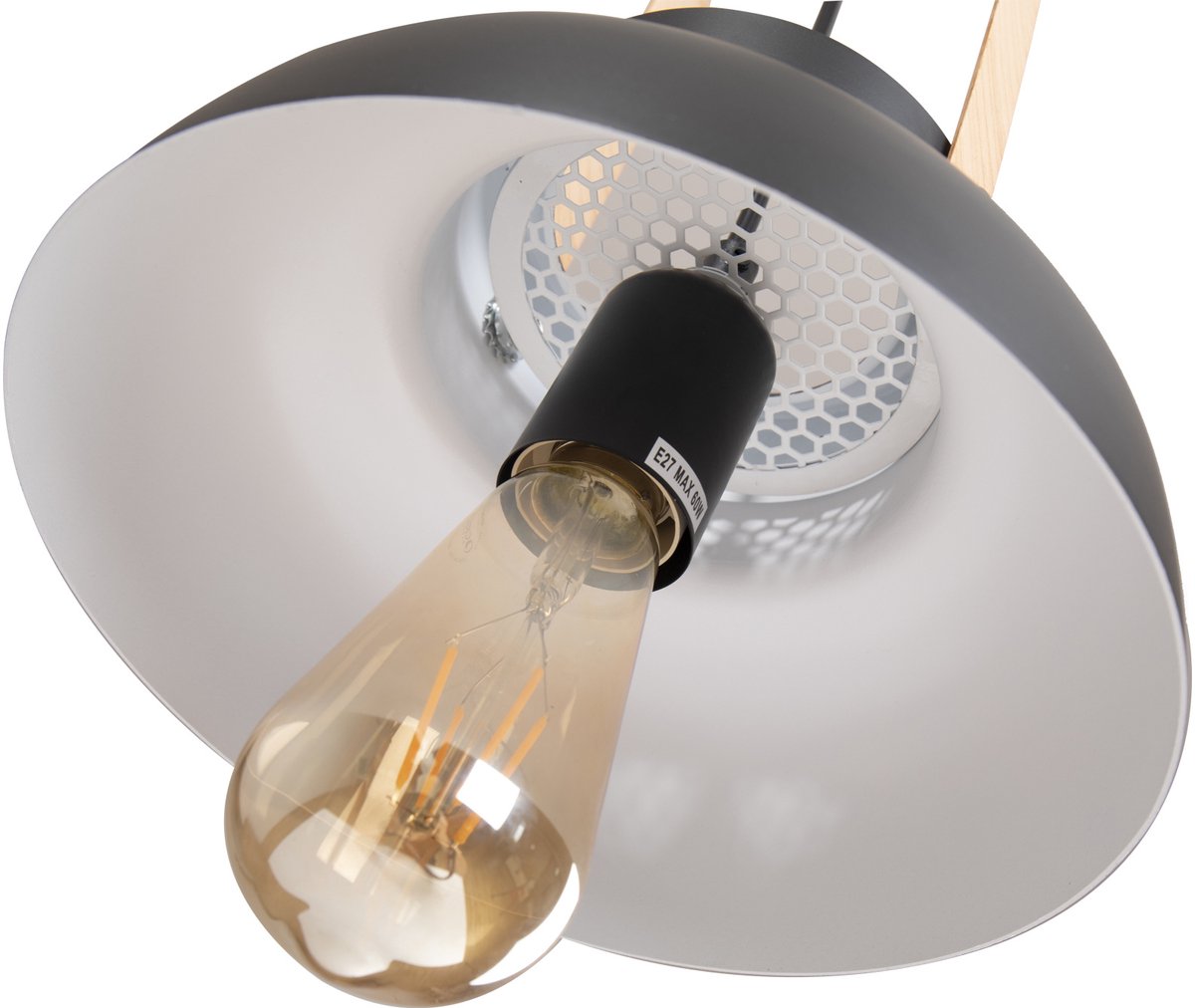 Hanglamp Modern Zwart Aluminium met Hout - Valott Mirja