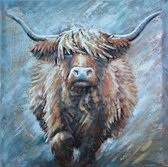 Peinture - Peinture sur métal - Highlander écossais, Vache, 3D, 80x80cm