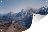 Tuinposter - Tuindoek - Tuinposters buiten - Uitzicht op de Berner Alpen vanaf de top van de Schilthorn in Zwitserland - 120x80 cm - Tuin