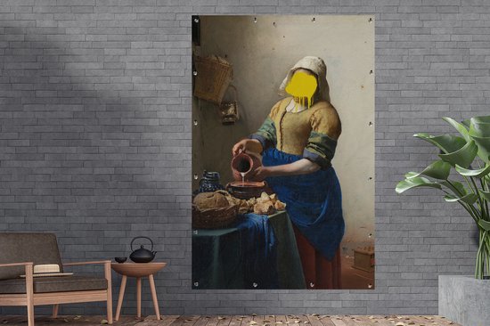 Muurdecoratie Melkmeisje - Johannes Vermeer - Verf - 120x180 cm - Tuinposter - Tuindoek - Buitenposter - GreatGardenPosters