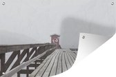 Muurdecoratie Scandinavische steiger in de mist - 180x120 cm - Tuinposter - Tuindoek - Buitenposter