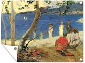 Tuinschilderij Bij de zee - Schilderij van Paul Gauguin - 80x60 cm - Tuinposter - Tuindoek - Buitenposter