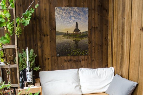 Affiche de jardin Pura Ulun Danu Bratan Temple - Nuages de moutons au-dessus du temple Pura Ulun Danu Bratan sur Bali affiche de jardin toile en vrac 60x90 cm - Toile de jardin / Toile d'extérieur / Peintures pour l'extérieur (décoration de jardin)