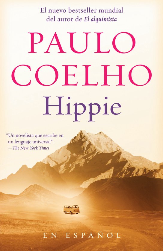 Livre "Hippie" de Paulo Coelho, avec un paysage désertique et un van.