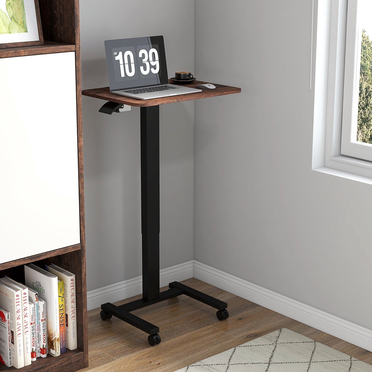 YYchan zit-sta bureau - bruin - 65 x 48 x 108 cm - met wielen