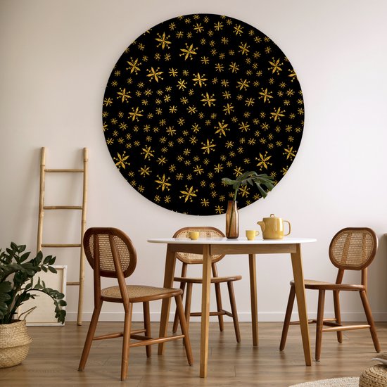 Wall Circle - Wall Circle Indoor - Noël - Flocon de Neige - Or - ⌀ 120 cm - Décoration murale - Peintures Ronds XXL