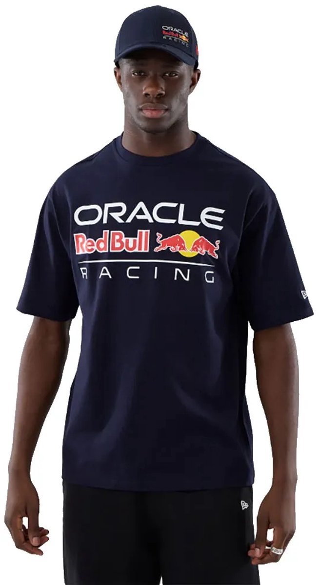 New Era Logo Graphic Oversize Bull F1 T-shirt Met Korte Mouwen S Man Blauw