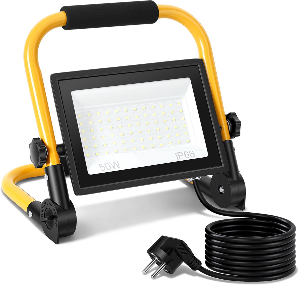LED Werklamp met Statief 50W - Bouwlamp IP66 - 4000 Lumen - 6500K Daglicht Wit - Verstelbare Buitenlamp