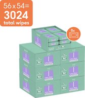 Naïf - Sterke Lotion Wipes - 0% parfum 0% alcohol – met Aloë Vera - 3024 doekjes (56 stuks x 54 doekjes)