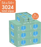 Naïf - Sterke Waterwipes - 99% Water - 0% parfum en 0% alcohol - 3024 doekjes (56 stuks x 54 doekjes)