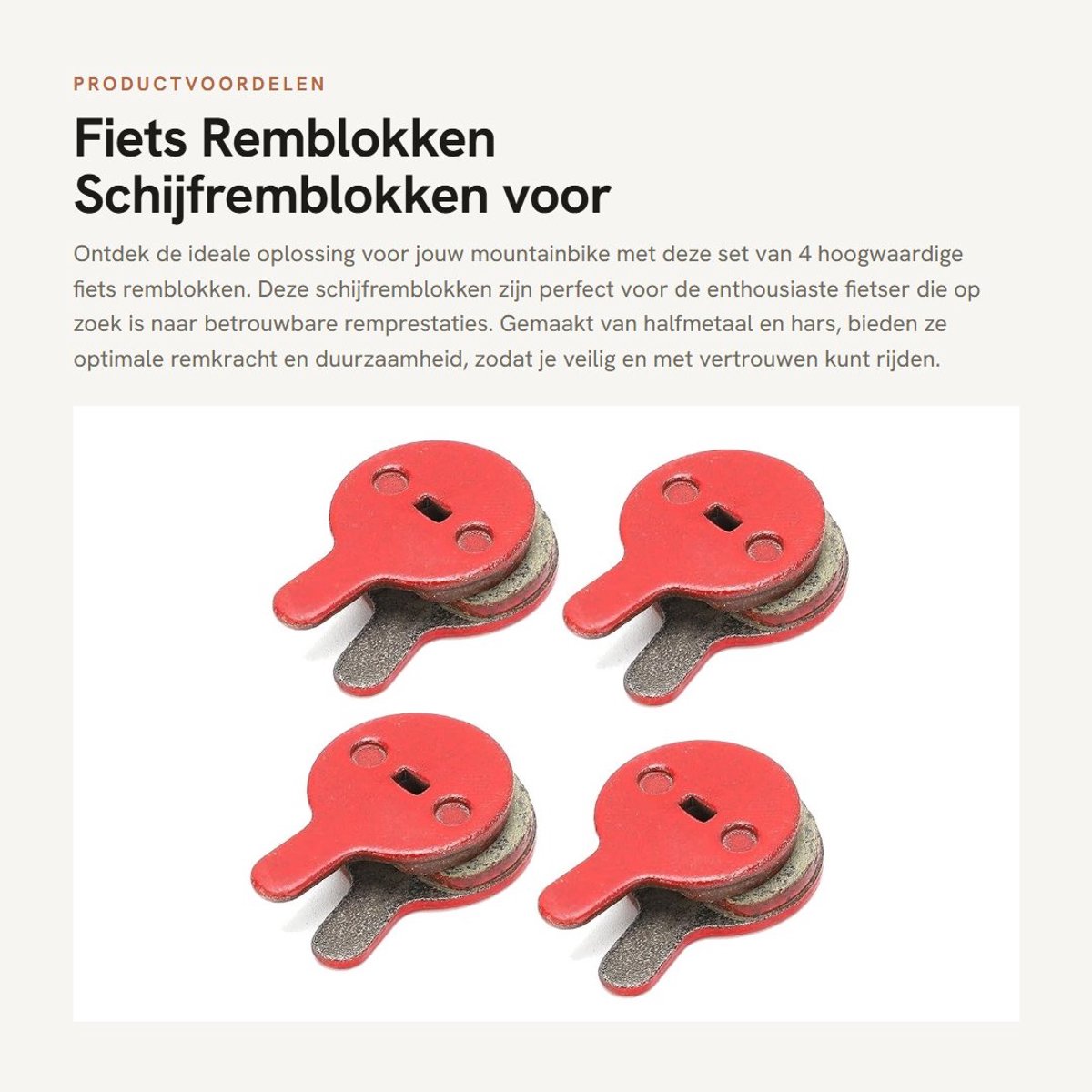 Dailygoods- Remblokken Fiets - 4 Paar Schijfremblokken - Halfmetaal van Hars - Hoge Kwaliteit - Sterke Remkracht - Veilig in Gebruik - Schijfrem