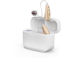 WK® 2x Mini Digitaal Intelligente Ruisonderdrukking Gehoorapparaat- Uitgerust met snelle geluidsverwerking- Links én rechts draagbaar - Gepatenteerde Japanse nanotechnologie-HiFi-geluid van hoge kwaliteit - Lange batterijduur ≥ 25 uur - rood+blauw