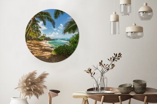 WallCircle - Tableau - Vue La Mer Entre Les Palmiers Maui Et - Multicolore - 90 X 90 Cm